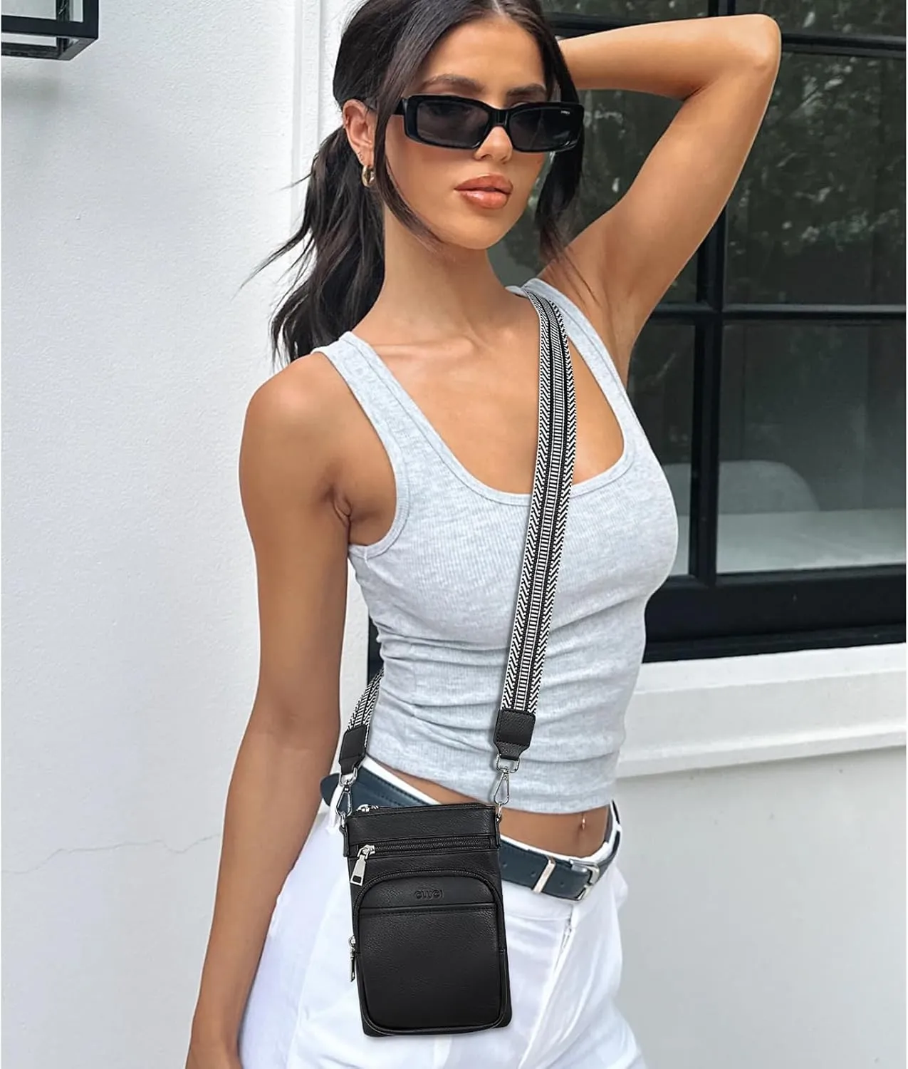 CLUCI Small Crossbody Bags for Women PU Leather Cell Phone Purse Wallet with Adjustable Guitar Strap