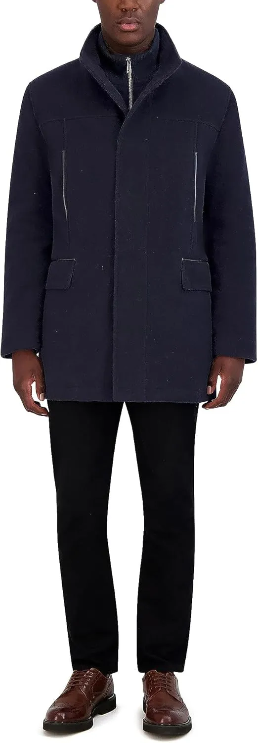 Cole Haan mens Full Zip Wool Plush Car Coat