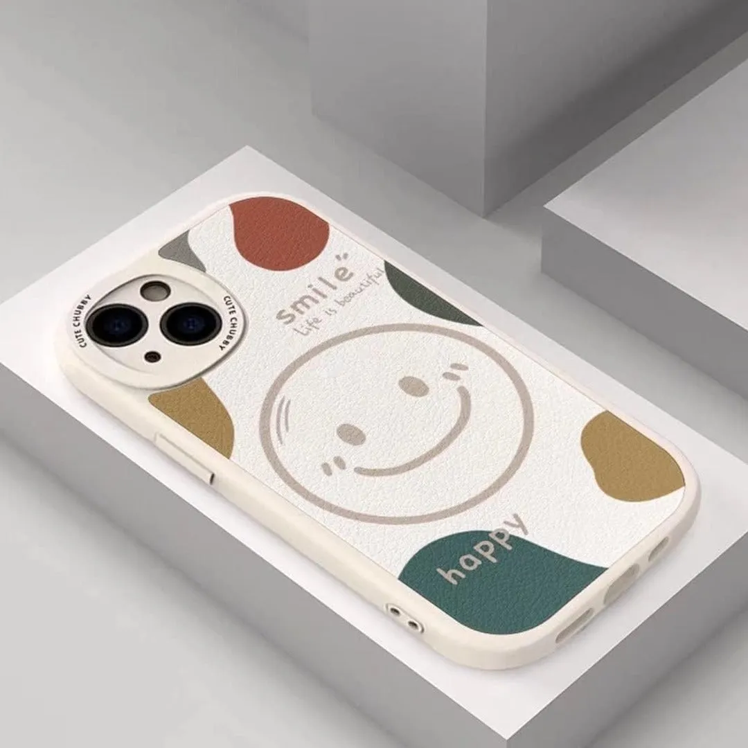 Colored Smile Leather Texture Case