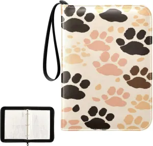 Colorful Dog Paws Collectible Trading Card Albums, Waterproof PU Card Collection Binder Fits 400 Cards with Removable Sleeves for Baseball Card, Football Card