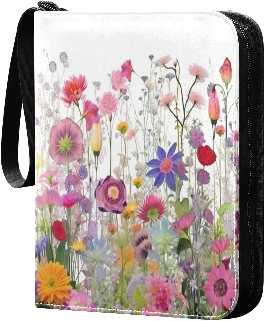 Colorful Flowers Collectible Trading Card Albums, Waterproof PU Card Collection Binder Fits 400 Cards with Removable Sleeves for Baseball Card, Football Card