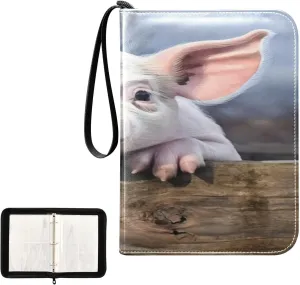Colorful Pig Collectible Trading Card Albums, Waterproof PU Card Collection Binder Fits 400 Cards with Removable Sleeves for Baseball Card, Football Card