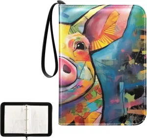 Colorful Pig Collectible Trading Card Albums, Waterproof PU Card Collection Binder Fits 400 Cards with Removable Sleeves for Baseball Card, Football Card