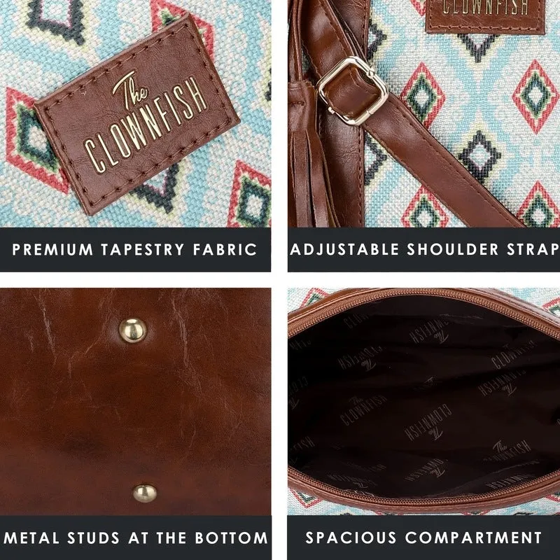 Combo: Lorna & Aahna Handcrafted Fabric & Faux Leather Bags | Stylish & Functional | 16L | Skyblue-Diamond Design