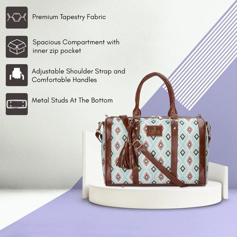Combo: Lorna & Aahna Handcrafted Fabric & Faux Leather Bags | Stylish & Functional | 16L | Skyblue-Diamond Design