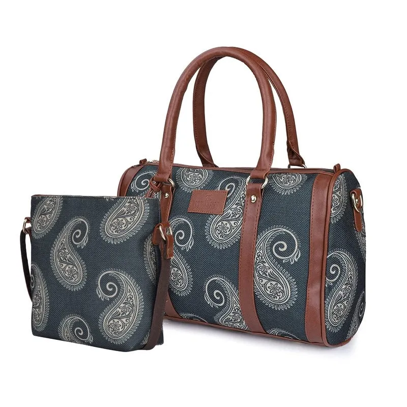 Combo: Lorna Fabric Handbag & Aahna Crossbody Sling Bag - Stylish, Durable | Perfect Gift | 11L | Ash Grey