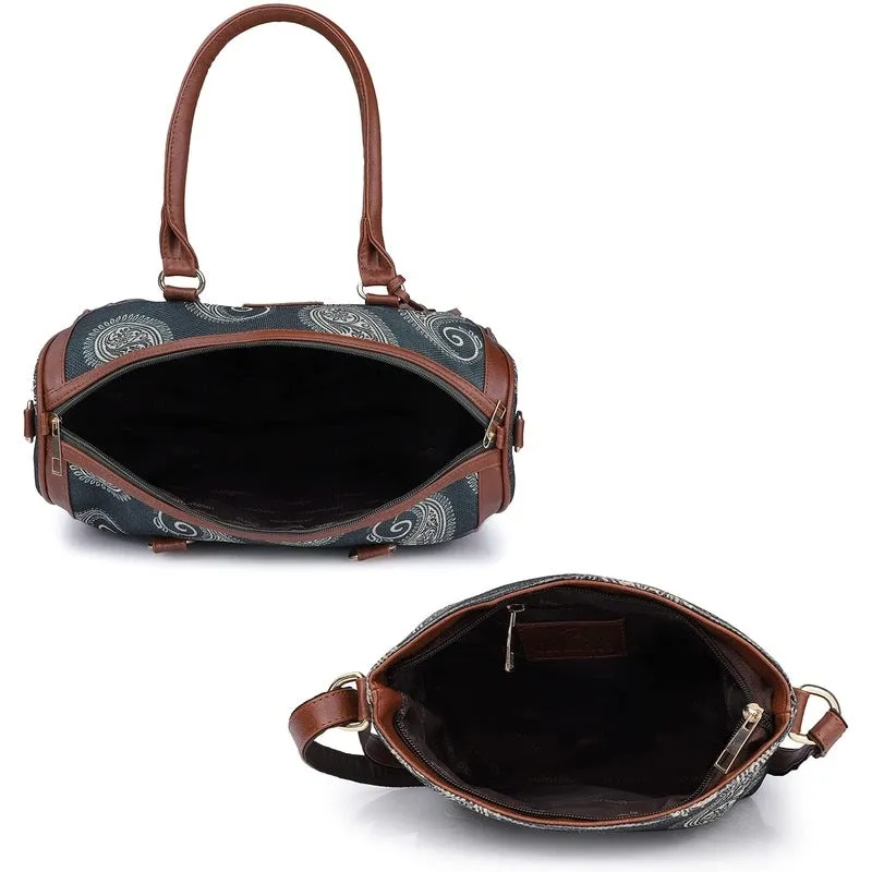 Combo: Lorna Fabric Handbag & Aahna Crossbody Sling Bag - Stylish, Durable | Perfect Gift | 11L | Ash Grey