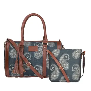 Combo: Lorna Fabric Handbag & Aahna Crossbody Sling Bag - Stylish, Durable | Perfect Gift | 11L | Ash Grey