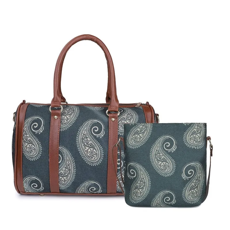 Combo: Lorna Fabric Handbag & Aahna Crossbody Sling Bag - Stylish, Durable | Perfect Gift | 11L | Ash Grey