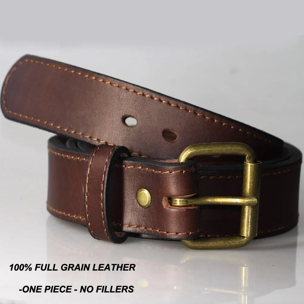 Concealed Carry CCW Leather Gun Belt 1 1/2 inch 100% Full Grain Thick Leather Belt for Gun Carry