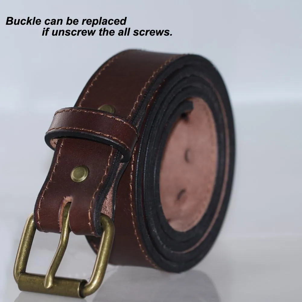 Concealed Carry CCW Leather Gun Belt 1 1/2 inch 100% Full Grain Thick Leather Belt for Gun Carry
