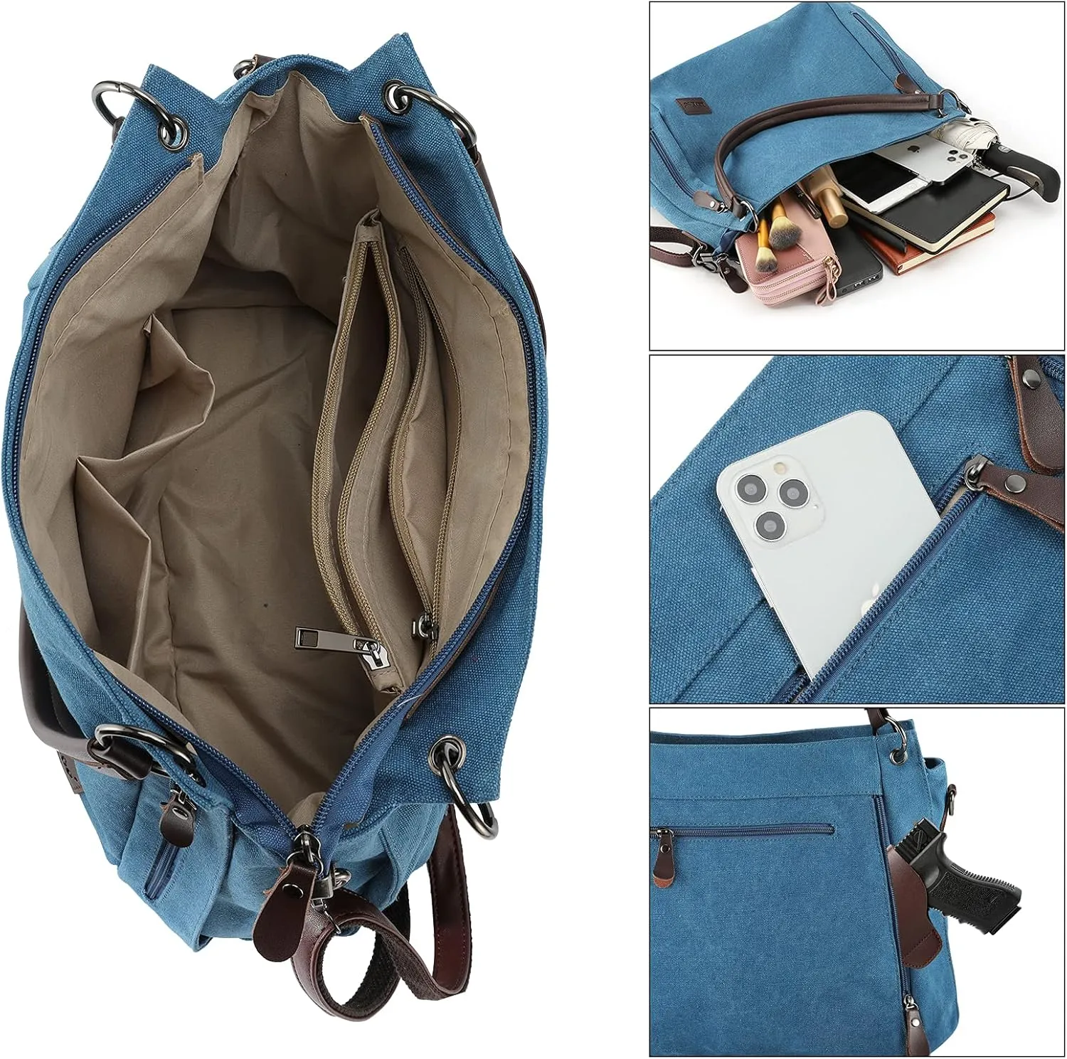 Concealed Carry Crossbody bag with removable pistol holster for women handbag Hobo purses Tote Bag