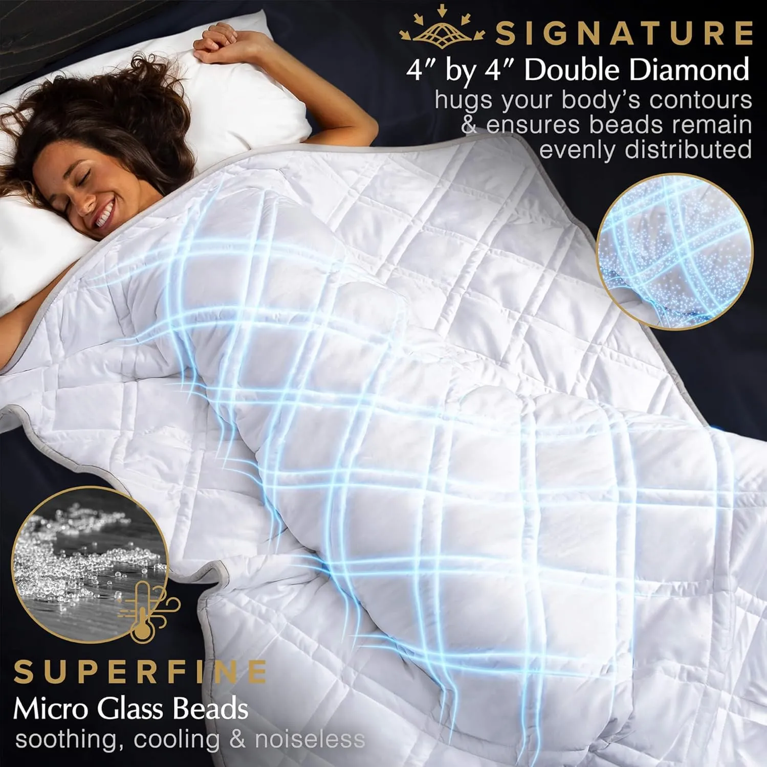 Cooling Weighted Blanket, 10 lbs, Twin Size for Adults, Luxury Heavy Blanket, Silky Soft Bamboo Viscose, 48x72 inches, Machine Washable, White