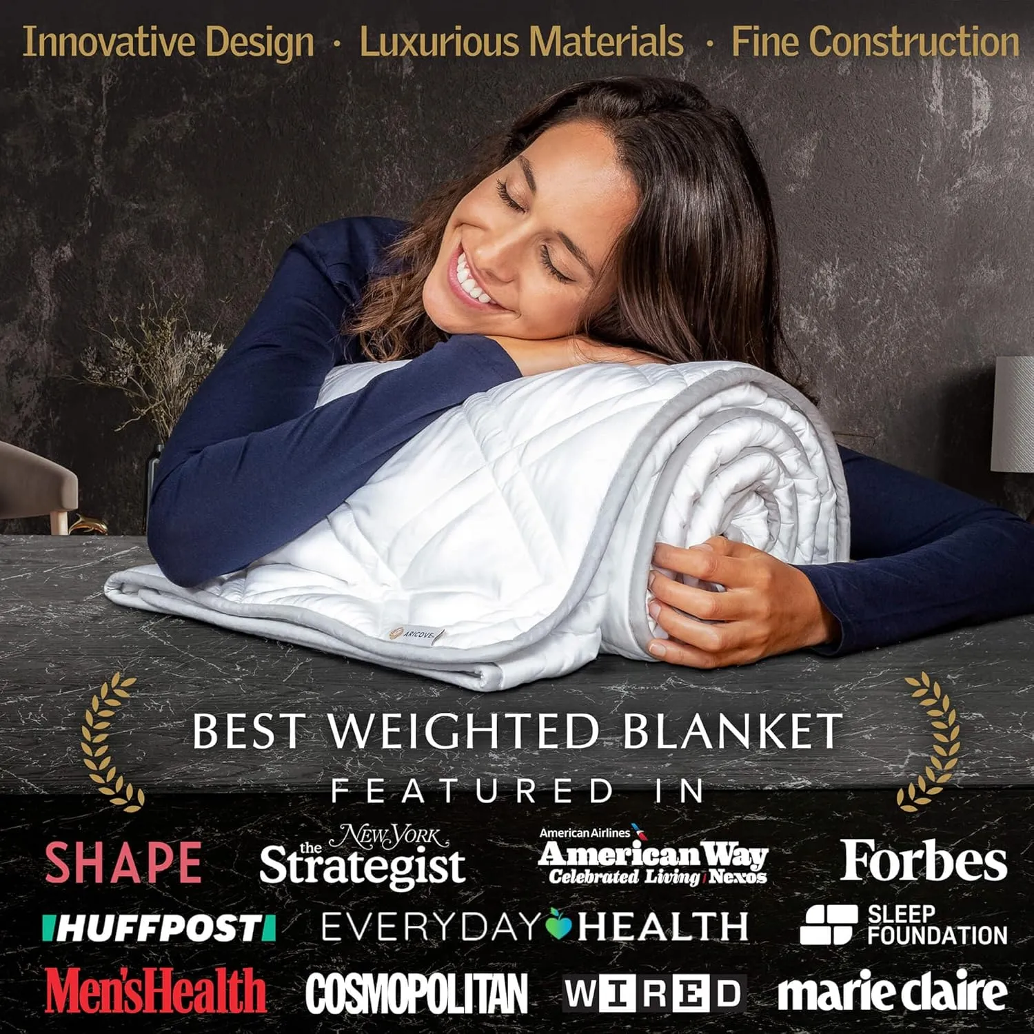 Cooling Weighted Blanket, 10 lbs, Twin Size for Adults, Luxury Heavy Blanket, Silky Soft Bamboo Viscose, 48x72 inches, Machine Washable, White