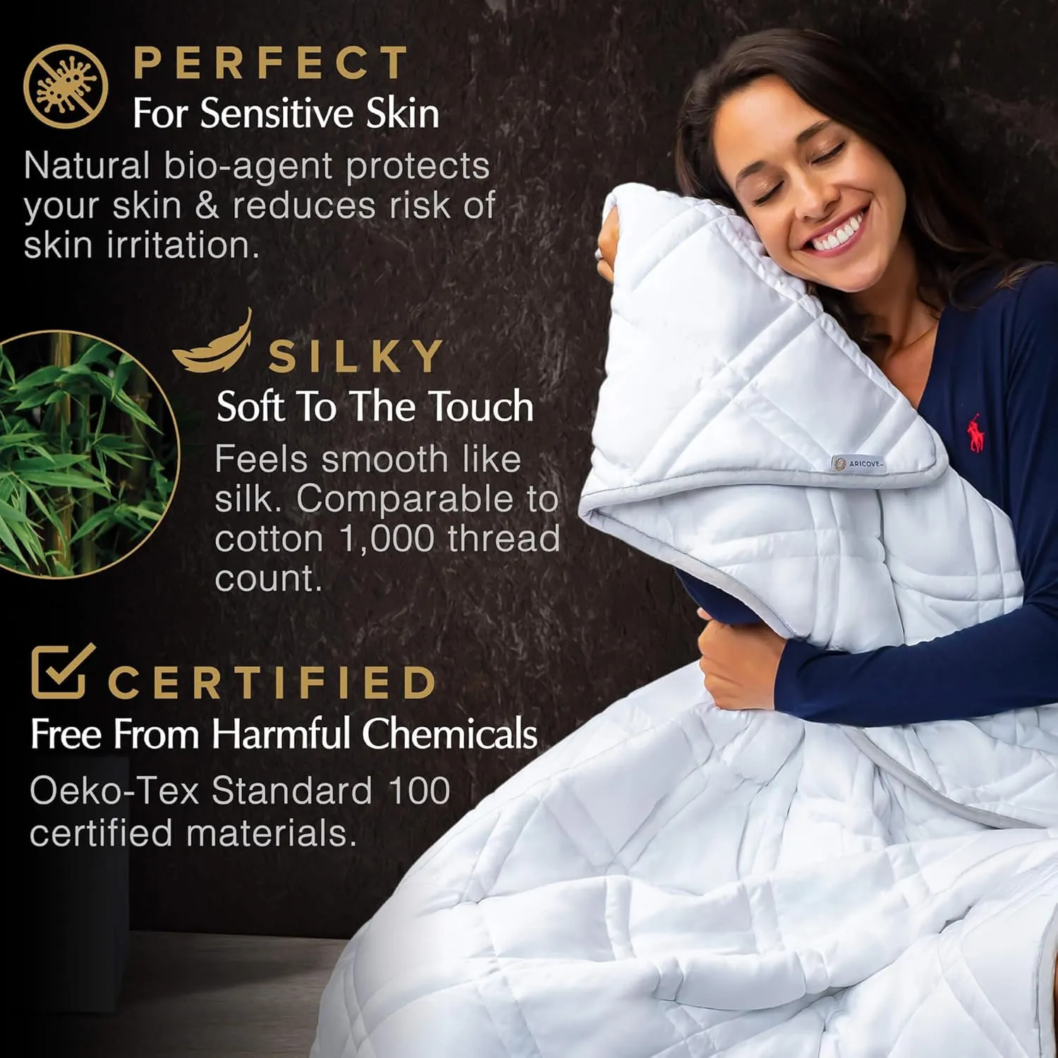 Cooling Weighted Blanket, 10 lbs, Twin Size for Adults, Luxury Heavy Blanket, Silky Soft Bamboo Viscose, 48x72 inches, Machine Washable, White