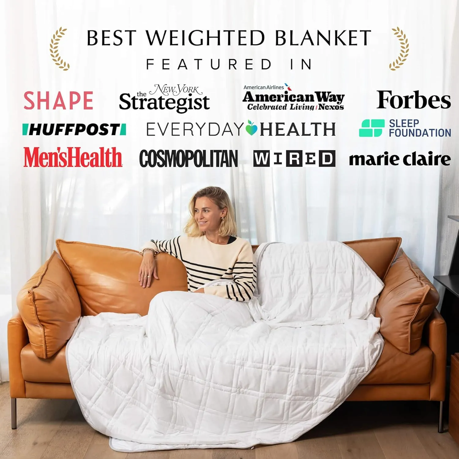 Cooling Weighted Blanket for Adults, 17 lbs, Full/Queen Size Weighted Blanket, 60x80 inches, Silky Soft Bamboo Viscose, Machine Washable, White