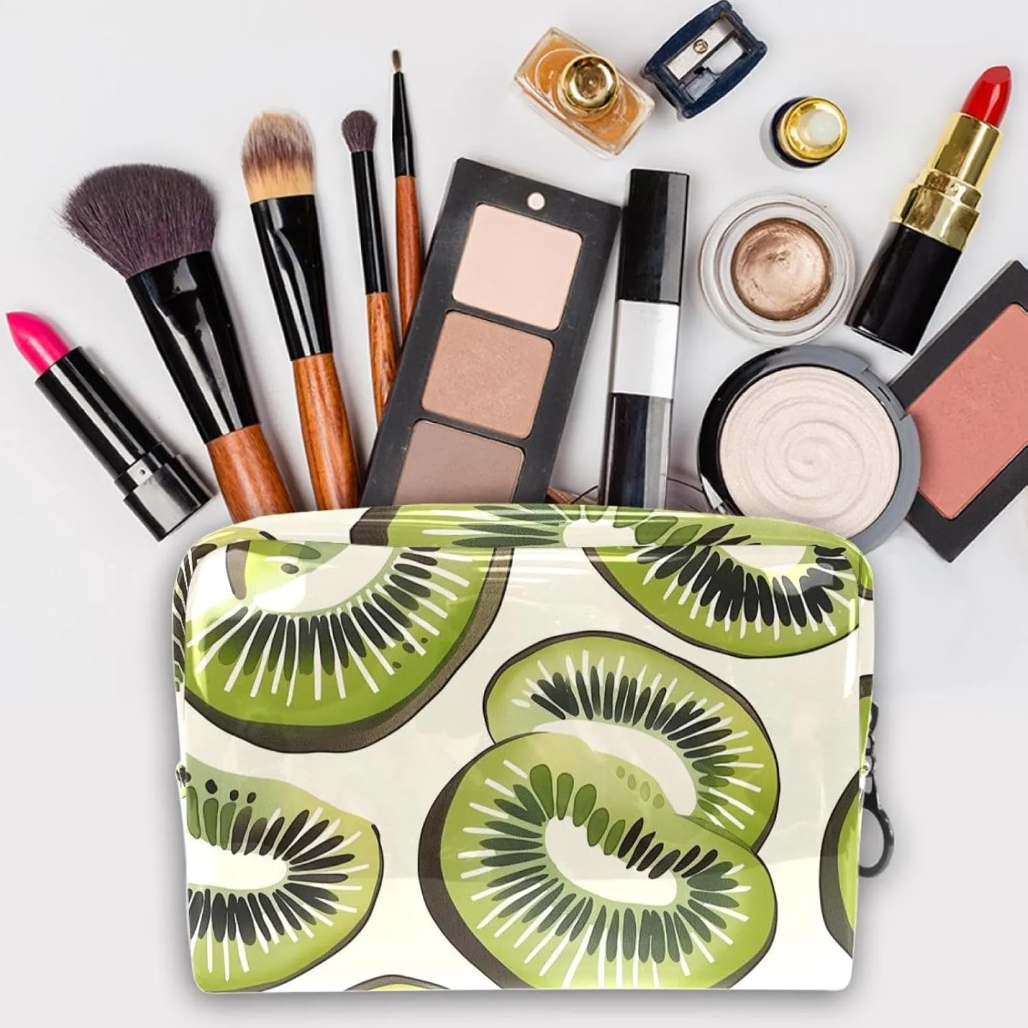 Cosmetic Bag Cartoon Kiwi Travel Makeup Bag Portable Travel Toiletry Bag Makeup Organizer Bag 7.3x3x5.1in
