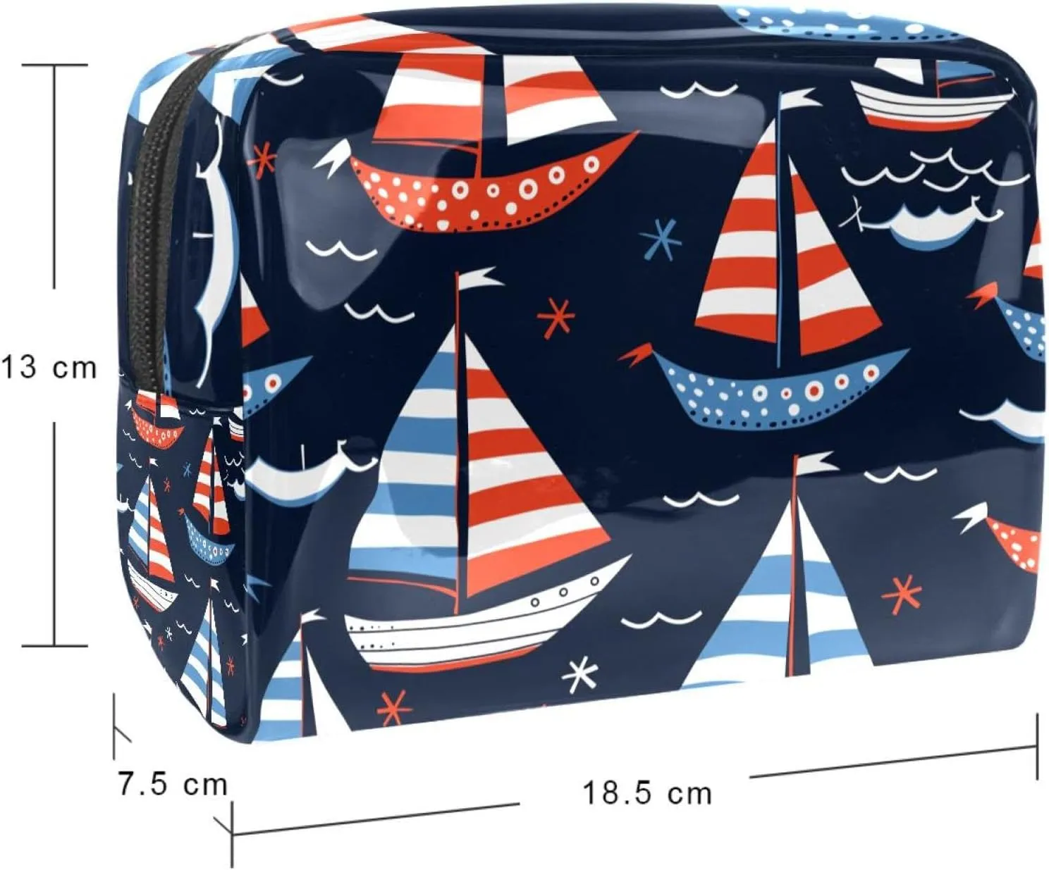 Cosmetic Bag Nautical Boat Travel Makeup Bag Portable Travel Toiletry Bag Makeup Organizer Bag 7.3x3x5.1in