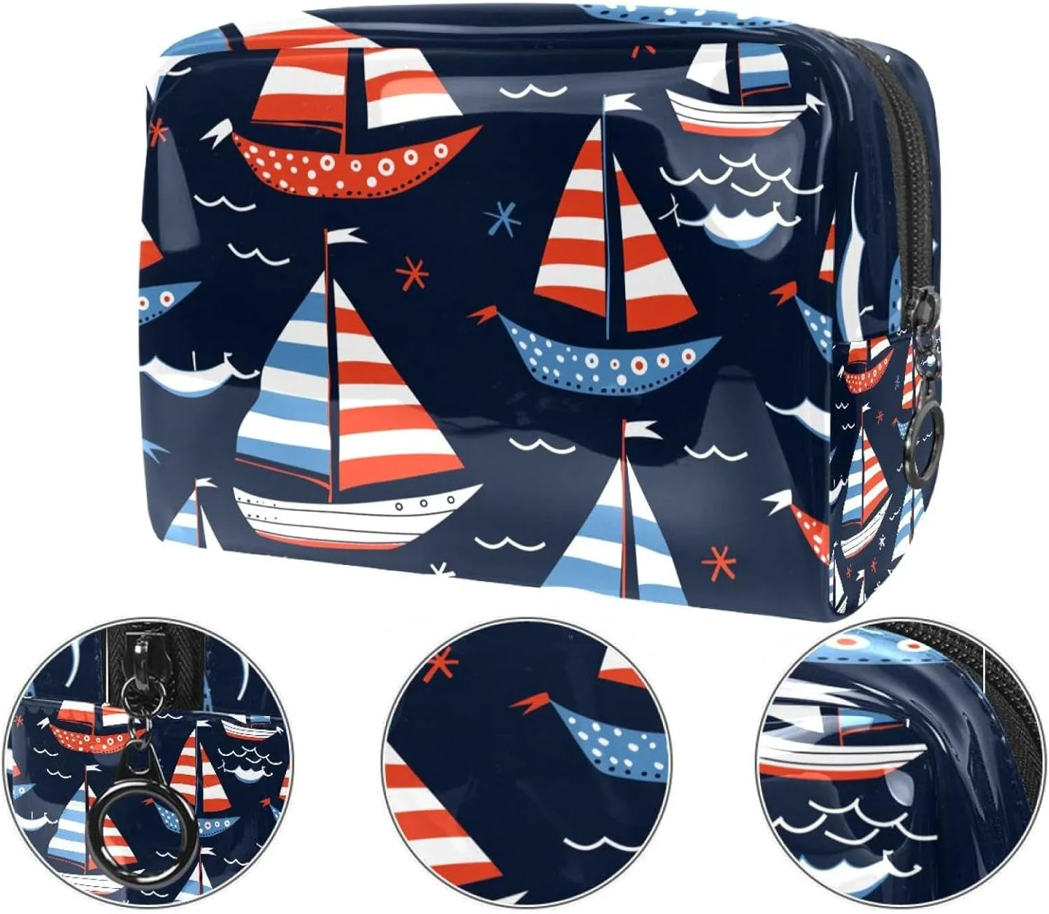 Cosmetic Bag Nautical Boat Travel Makeup Bag Portable Travel Toiletry Bag Makeup Organizer Bag 7.3x3x5.1in