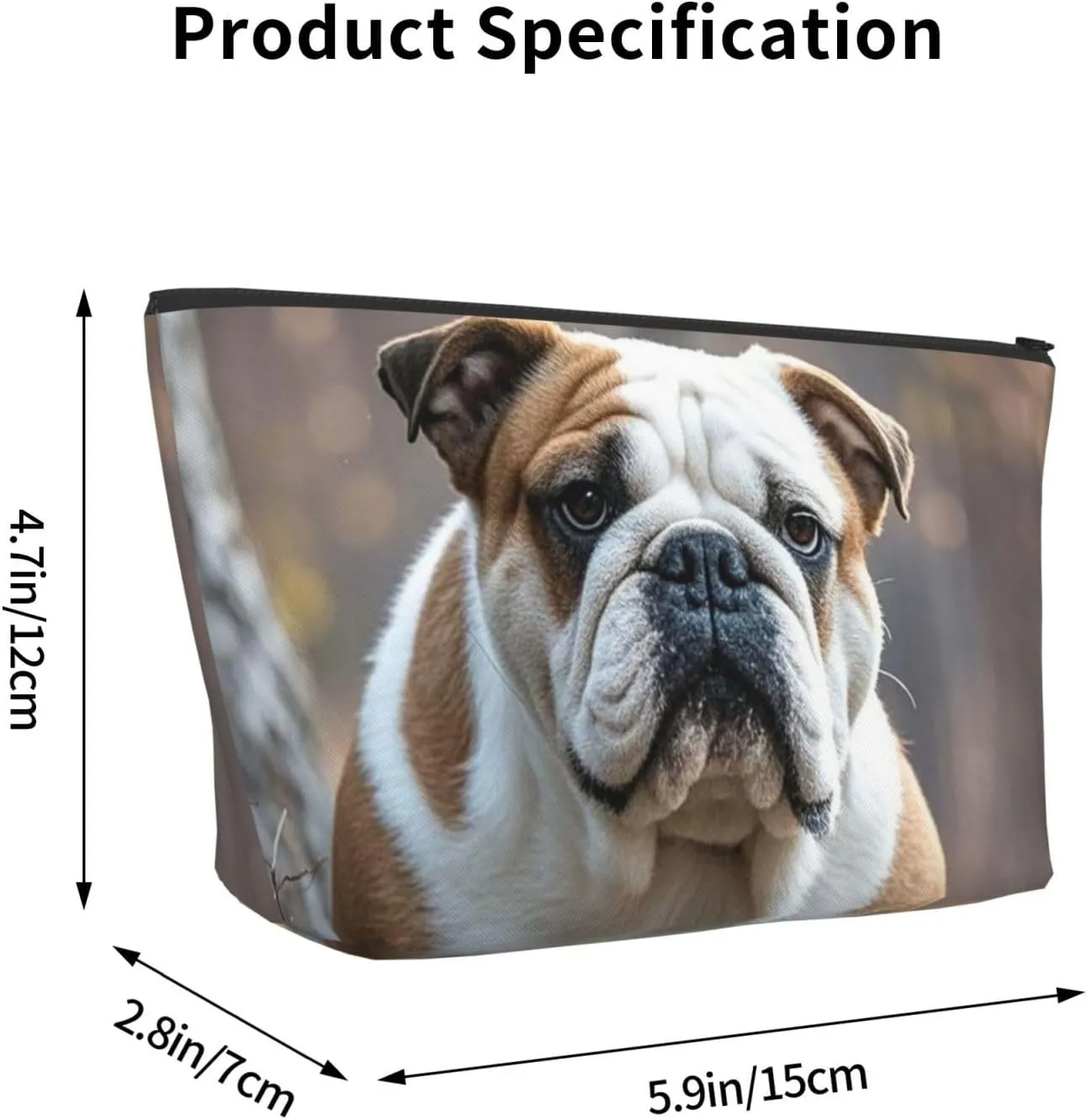 Cosmetic Bag Portable Makeup Bag English Bulldogs Toiletry Bag Large Capacity Zipper Pouch Waterproof Toiletry Pouch Makeup Organizer Case for Women Men
