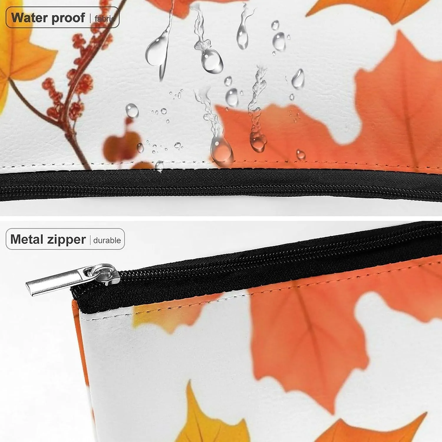 Cosmetic Bag Travel Makeup Bag Waterproof Toiletry Bag Autumn Maple Leaves Makeup Organizer Case Portable Toiletry Pouch Large Capacity Zipper Pouch for Women Men