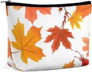 Cosmetic Bag Travel Makeup Bag Waterproof Toiletry Bag Autumn Maple Leaves Makeup Organizer Case Portable Toiletry Pouch Large Capacity Zipper Pouch for Women Men