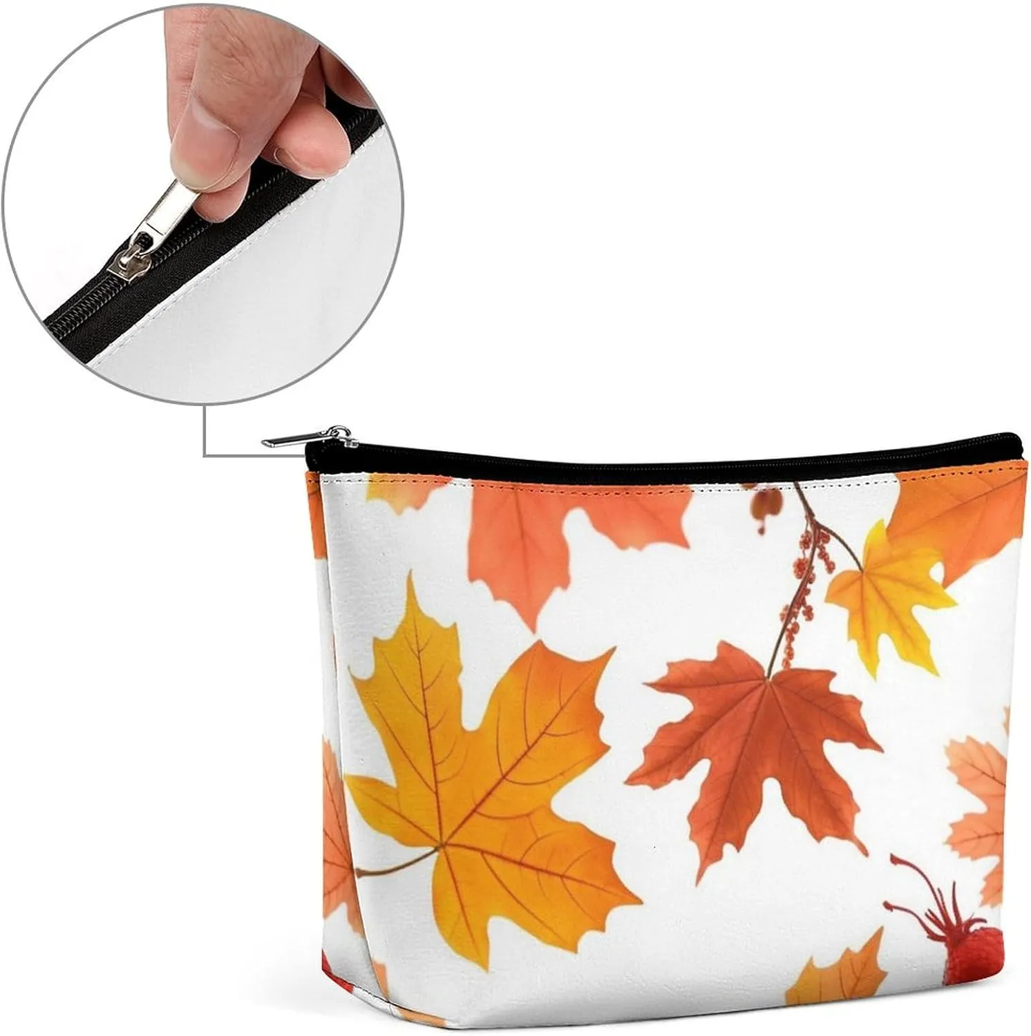 Cosmetic Bag Travel Makeup Bag Waterproof Toiletry Bag Autumn Maple Leaves Makeup Organizer Case Portable Toiletry Pouch Large Capacity Zipper Pouch for Women Men