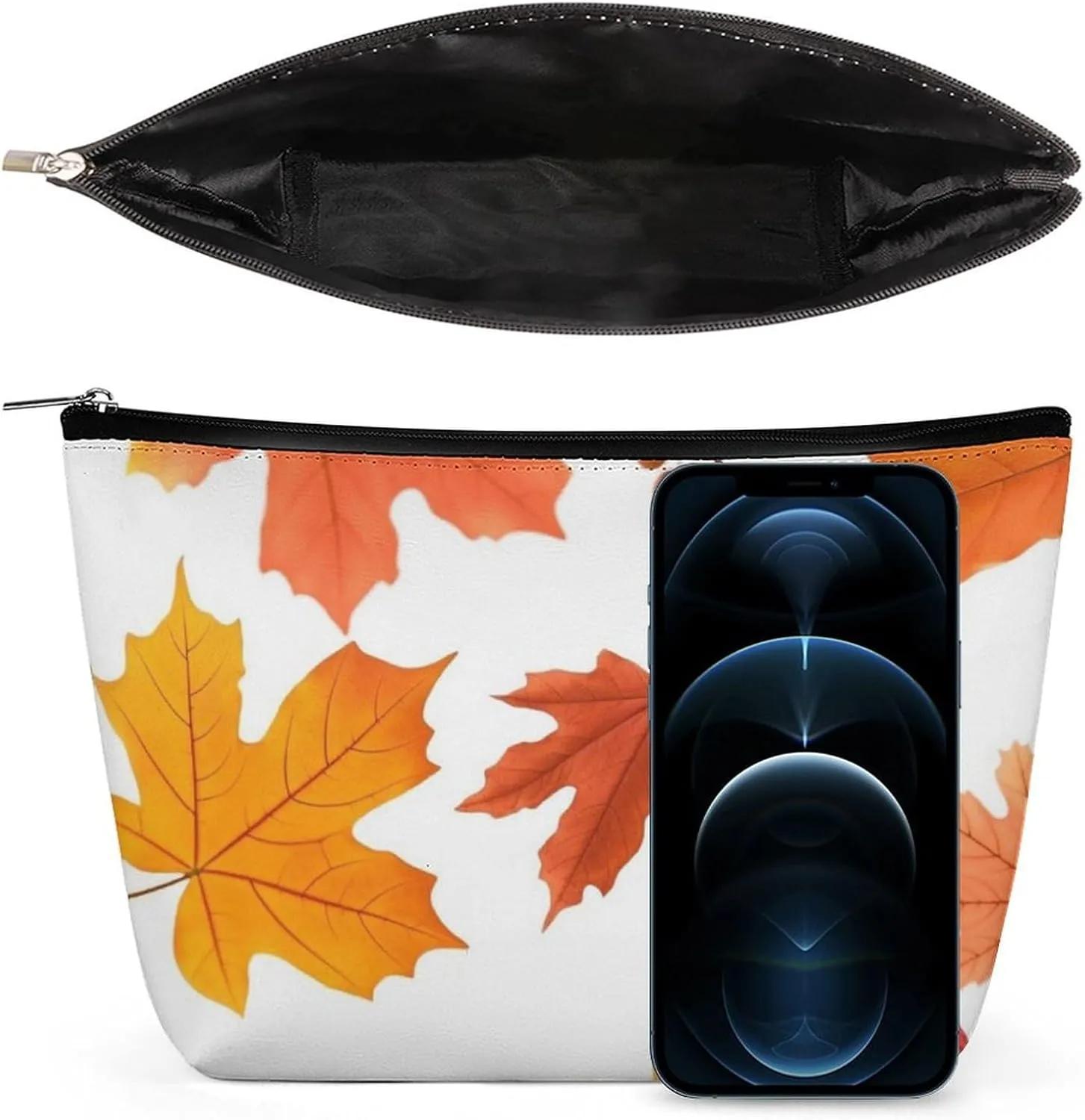 Cosmetic Bag Travel Makeup Bag Waterproof Toiletry Bag Autumn Maple Leaves Makeup Organizer Case Portable Toiletry Pouch Large Capacity Zipper Pouch for Women Men