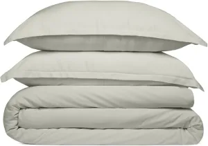 Cosy House Collection 100% Rayon Derived from Bamboo Duvet Cover Set - Cooling, Breathable, Soft & Smooth Sateen Weave Set with Shams (Full/Queen, Silver)