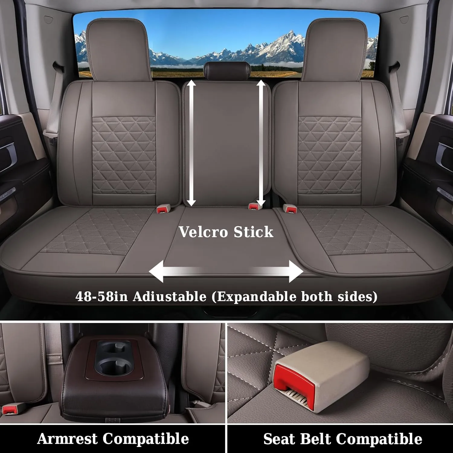Coverado Leather Car Seat Covers, Waterproof Dooge Ram 1500 Seat Covers Compatible with 2002-2025 Dodge Ram 1500 2500 3500 with Flat Bench (Full Set, Coffee)
