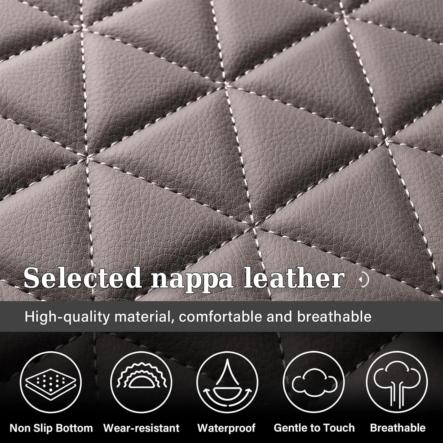 Coverado Leather Car Seat Covers, Waterproof Dooge Ram 1500 Seat Covers Compatible with 2002-2025 Dodge Ram 1500 2500 3500 with Flat Bench (Full Set, Coffee)