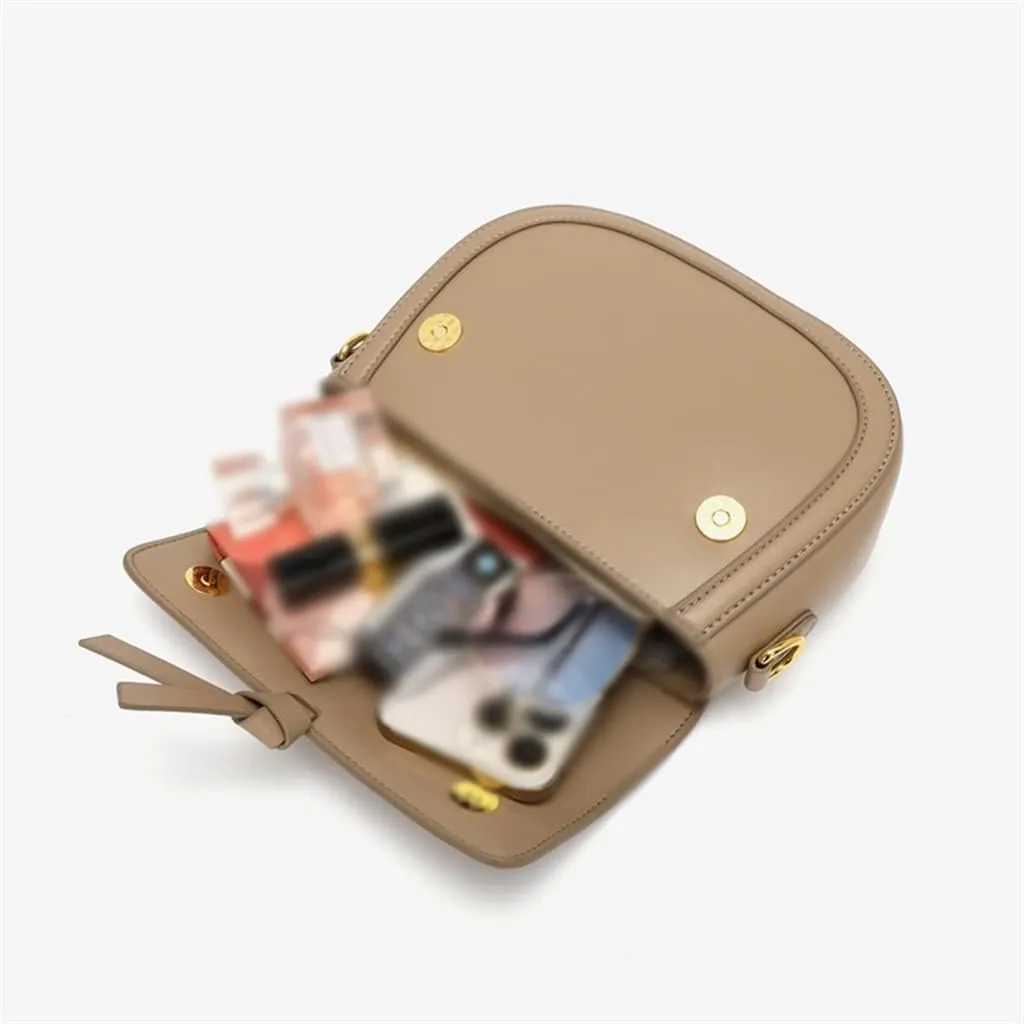 Cowhide Bag Design Spring and All-Match Leather Sigle Shoulder Crossbody Bag Saddle Bag Female(D)