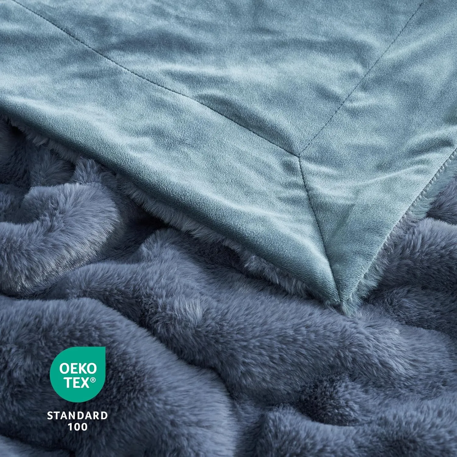 Cozy Bliss Faux Fur Throw Blanket for Couch, Cozy Soft Plush Thick Winter Blanket for Sofa Bedroom Living Room, 50 * 60 Inches Blue