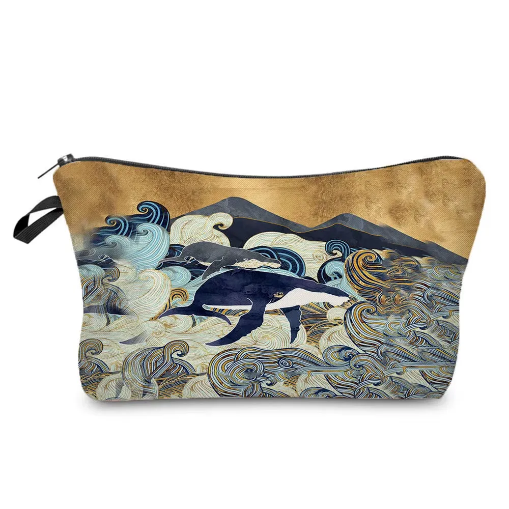 Crane Print Makeup Bag Japanese Ukiyoe Design Women'S Bag Landscape Cosmetic Bags Hot Sale Pencil Cases High Quality Storage Bag