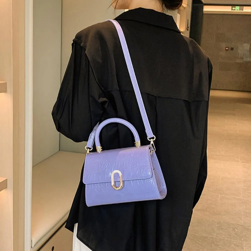 Crocodile Pattern Top-Handle Handbag, Faux Leather Vintage Alligator Print Shoulder Purse, Novelty Unique Tote Crossbody Bag