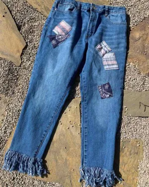 Cropped Patchwork Denim size 28
