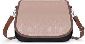 Crossbody Bag,Blush Rose Gold Print Leather Crossbody Bag,flapover Crossbody Bag,crossover Shoulder Bag with Adjustable Strap & Flip