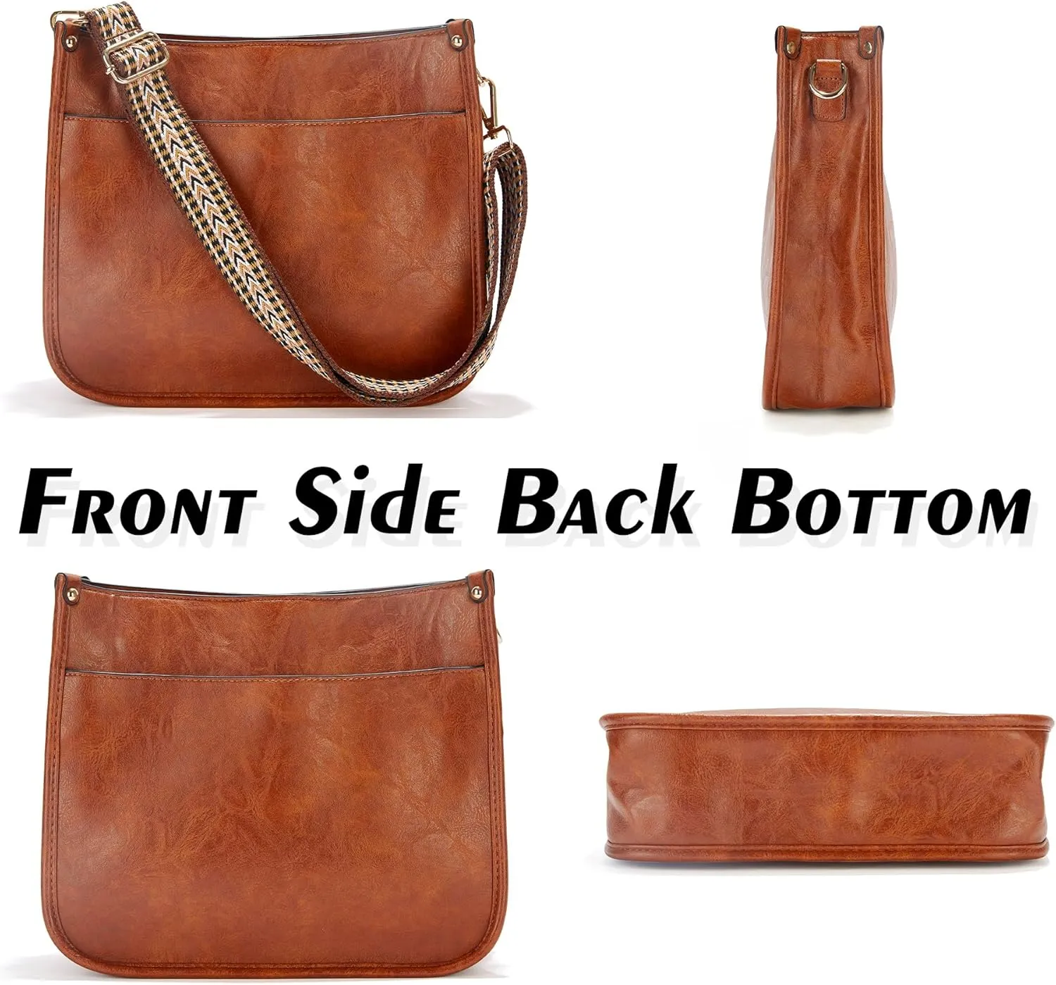 Crossbody Bags for Women, Crossbody Purse with 2 Adjustable Guitar Straps Zipped Pockets Handbag Shoulder Bag