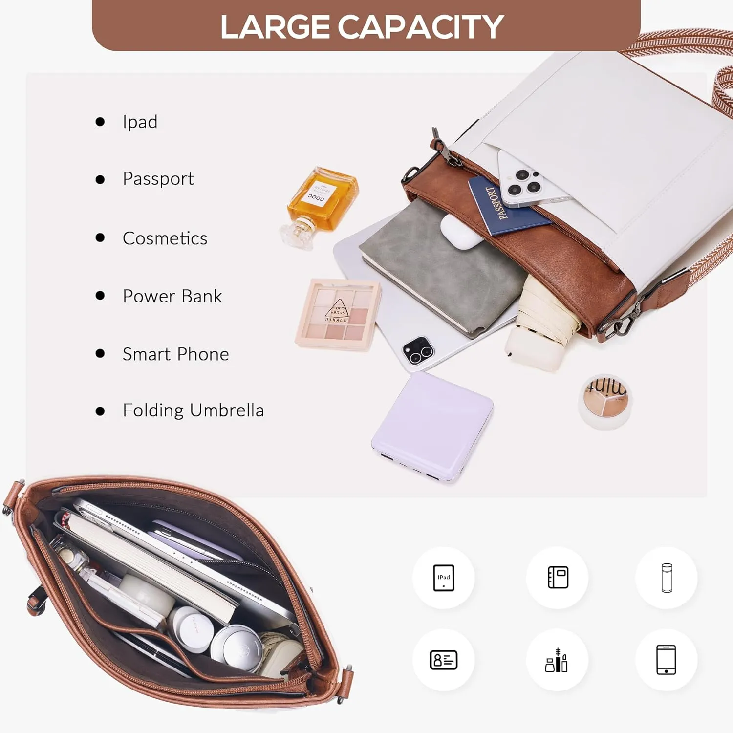 Crossbody Bags For Women Medium Crossbody Travel Purses with 4 Card Slots Leather Shoulder Handbags