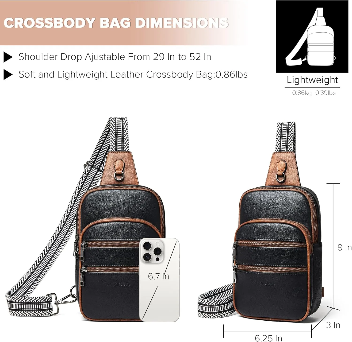 Crossbody Bags for Women Men Sling Bag 5 Pockets Fanny Pack Sling Backpack Chest Daypack Travel Purse Anti Theft