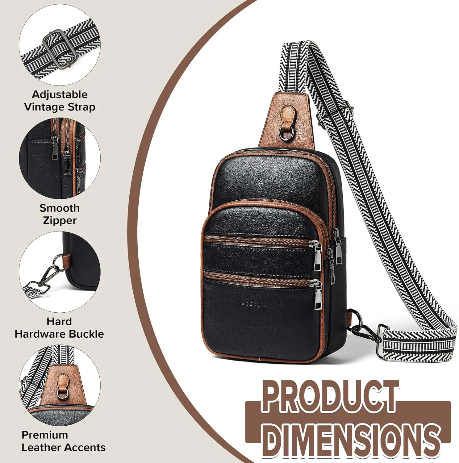 Crossbody Bags for Women Men Sling Bag 5 Pockets Fanny Pack Sling Backpack Chest Daypack Travel Purse Anti Theft