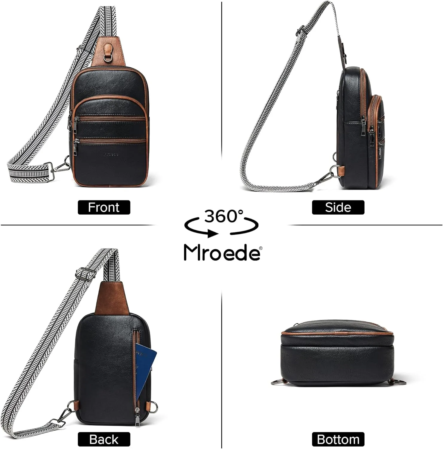 Crossbody Bags for Women Men Sling Bag 5 Pockets Fanny Pack Sling Backpack Chest Daypack Travel Purse Anti Theft