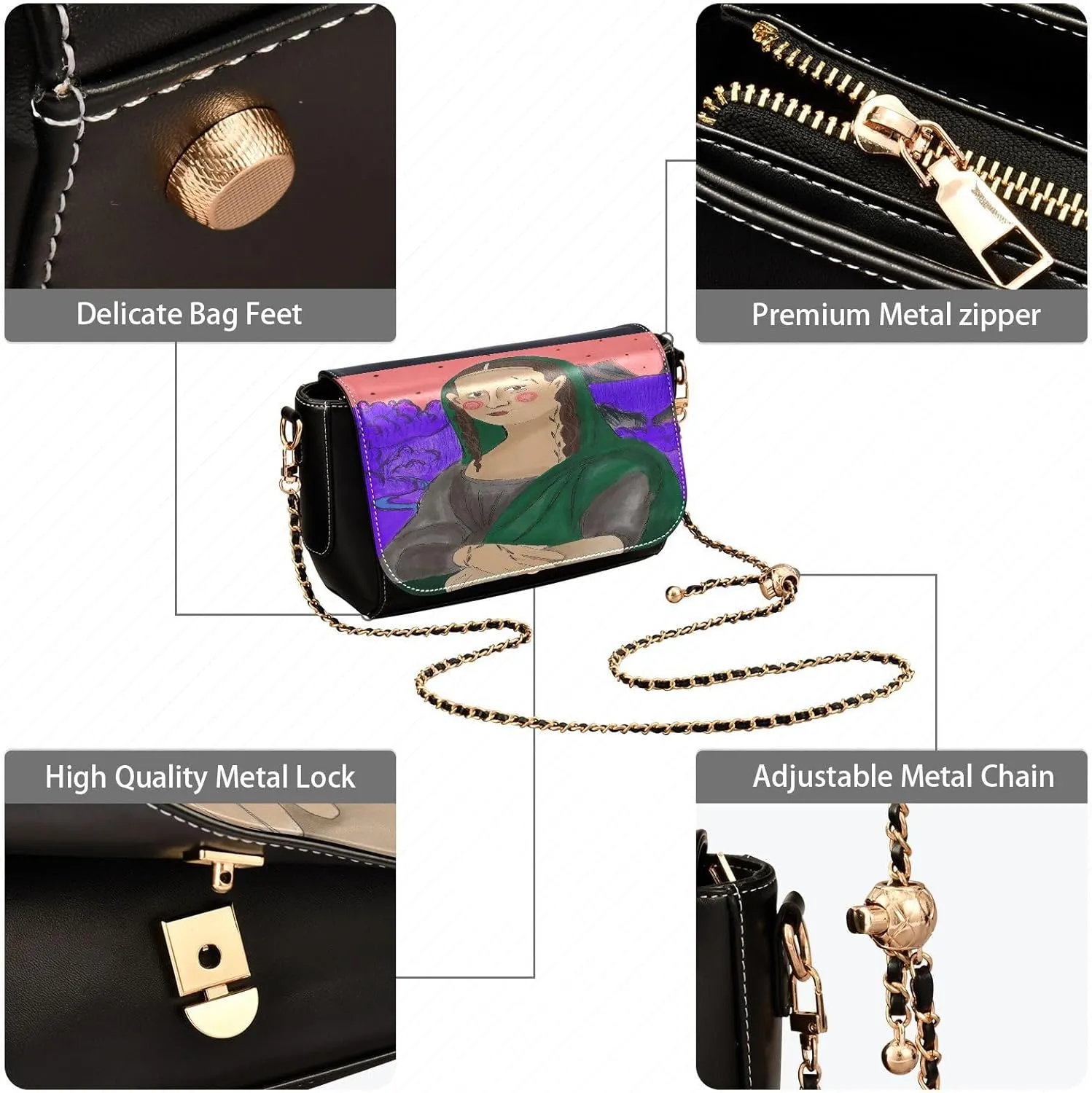 Crossbody Bags for Women Trendy Women's Black Shoulder Bag Small PU Leather Flap Cross Body Bag Handbags