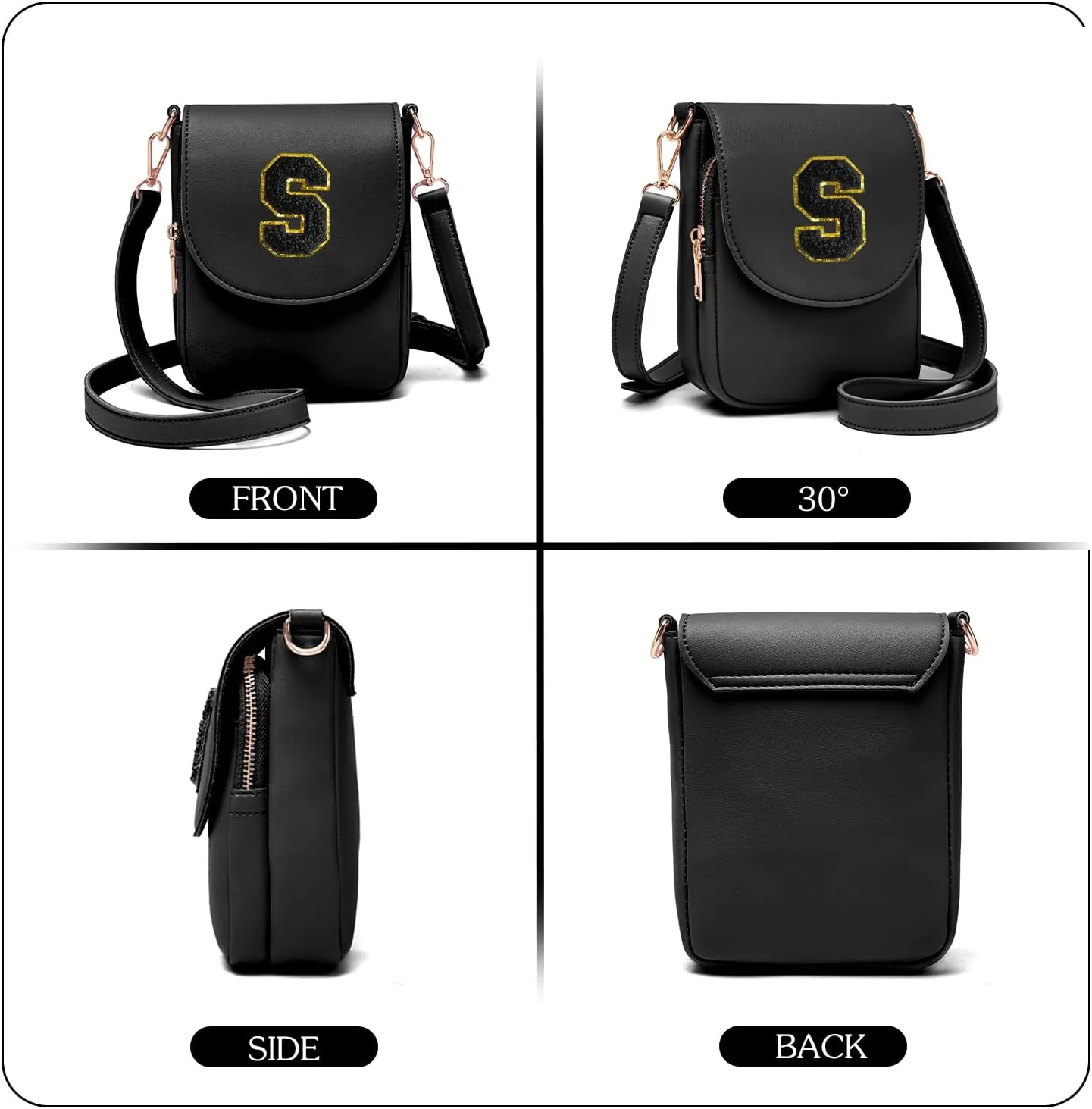 Crossbody Purse for Teen Girls Small Initial Cell Phone Toddler Purse Leather Triple Compartment Crossbody Bags