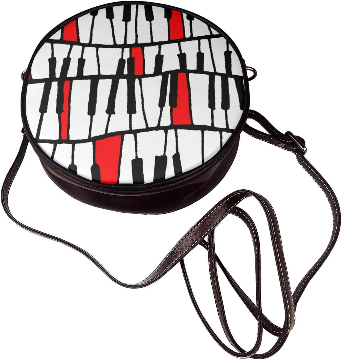 Crossbody Purse for Women, PU Leather Round Crossbody Bag, Mini Purses Handbags with Strap Zipper