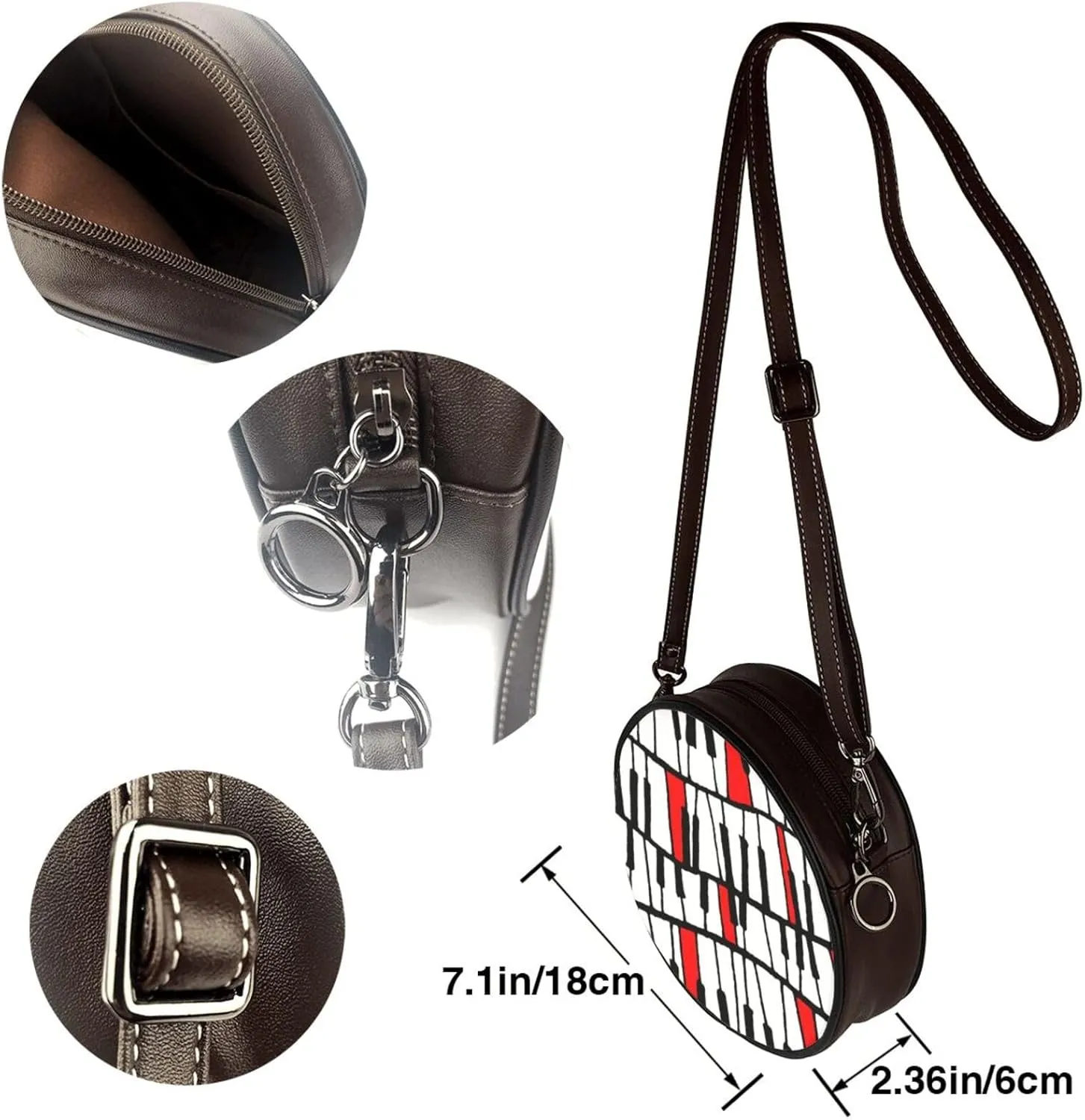 Crossbody Purse for Women, PU Leather Round Crossbody Bag, Mini Purses Handbags with Strap Zipper