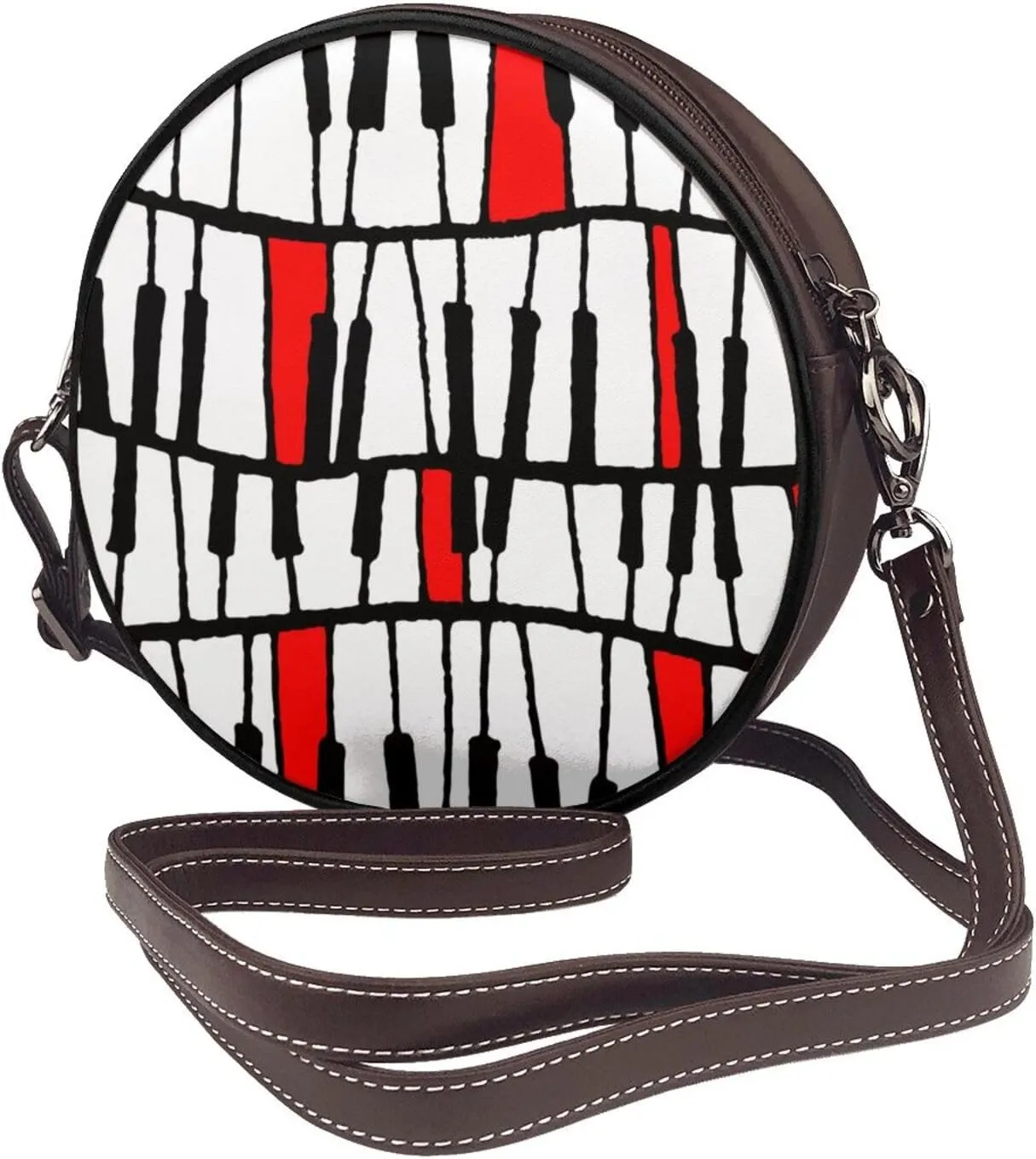 Crossbody Purse for Women, PU Leather Round Crossbody Bag, Mini Purses Handbags with Strap Zipper