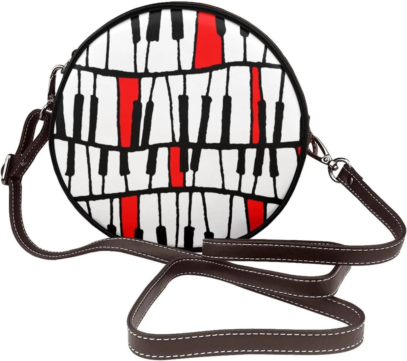 Crossbody Purse for Women, PU Leather Round Crossbody Bag, Mini Purses Handbags with Strap Zipper