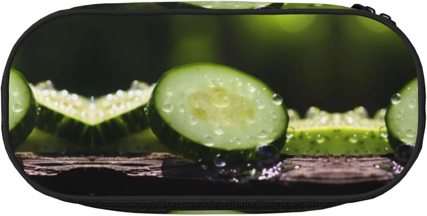 cucumber Large capacity pencil bag, multi-layer partition stationery storage bag - unisex learning office supplies