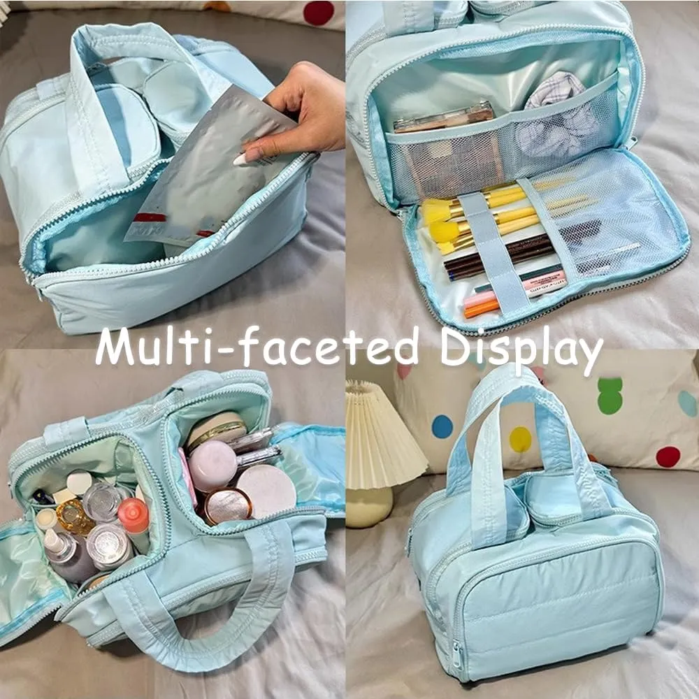 Curetoaway Travel Cosmetic Bag, Large Capacity Wide-open Travel Cosmetic Bag, Multifunctional Waterproof Cureaway Toiletry Bag with Divider Suitable for Going Out (Purple)